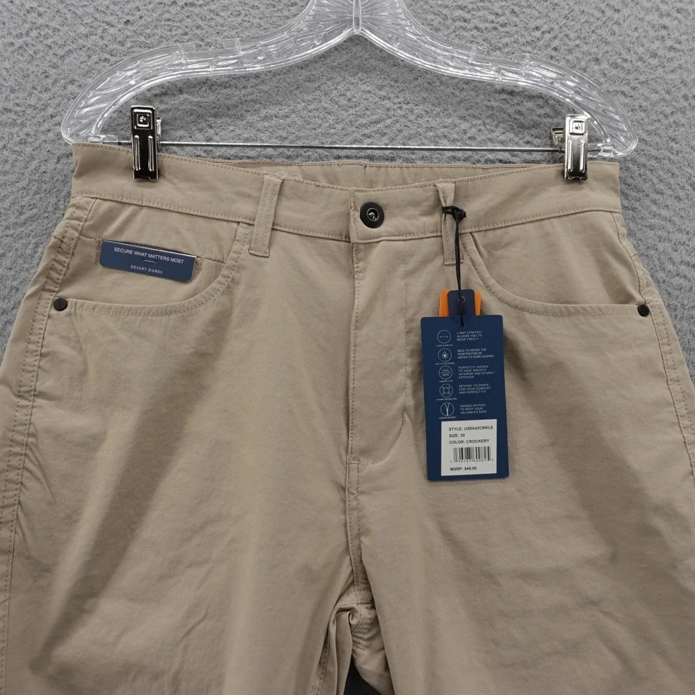 NWT Desert Dunes Performance Chino Shorts 30x8 Brown‎ Mens Flat Front Mid Rise